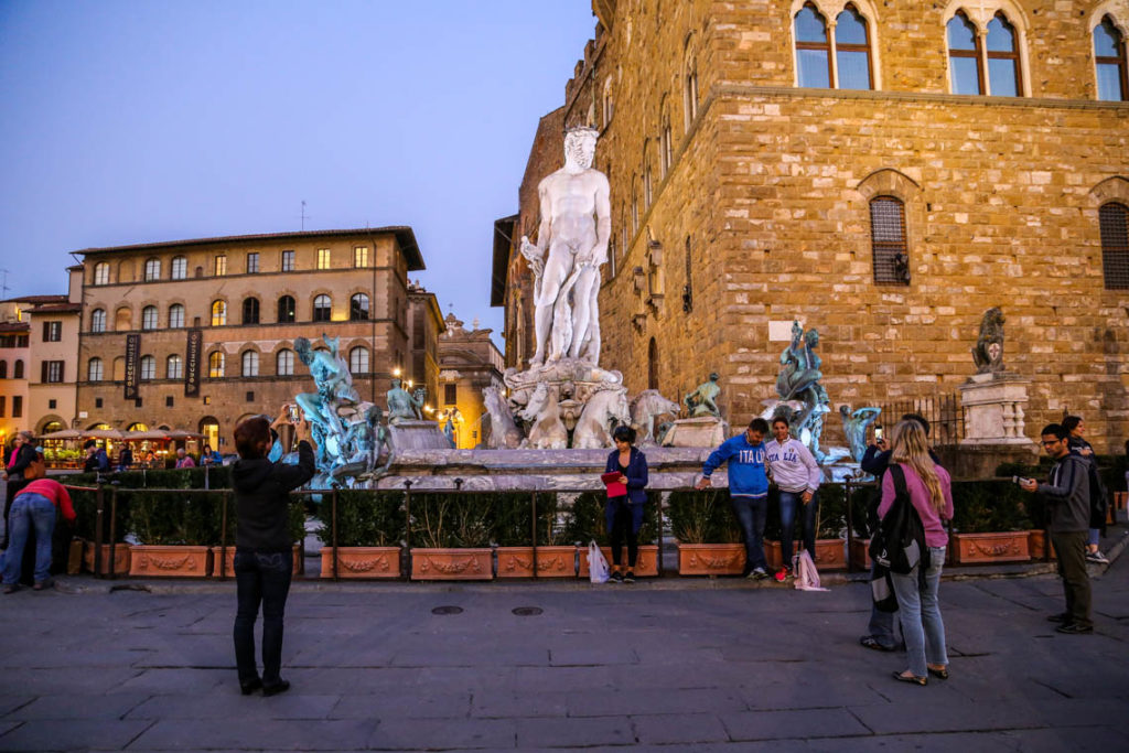 Florencja - Fontanna Neptuna na Piazza della Signoria, 29 października 2014